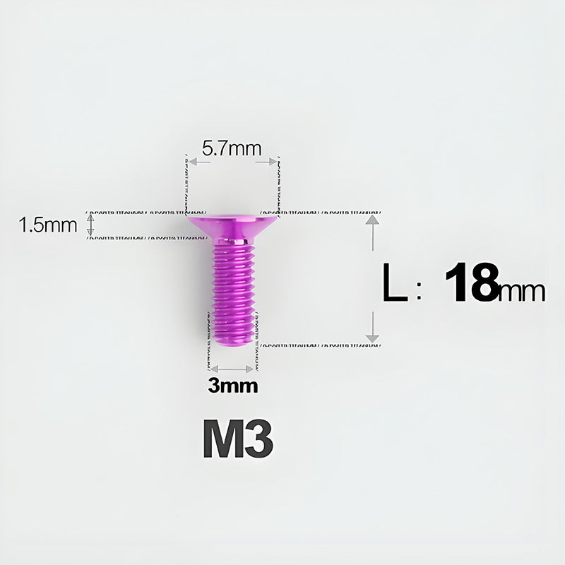 M3x6-30mm Titanium Flat Head Bolts Countersunk Ti Bolts For Road Bike