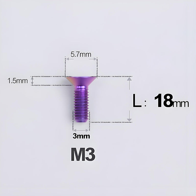 M3x6-30mm Titanium Flat Head Bolts Countersunk Ti Bolts For Road Bike