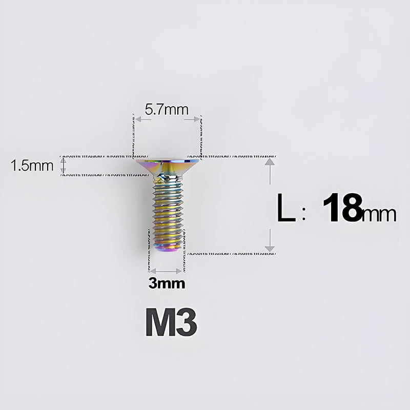 M3x6-30mm Titanium Flat Head Bolts Countersunk Ti Bolts For Road Bike