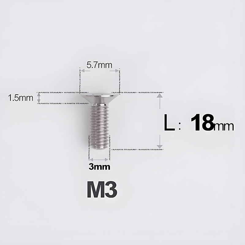 M3x6-30mm Titanium Flat Head Bolts Countersunk Ti Bolts For Road Bike