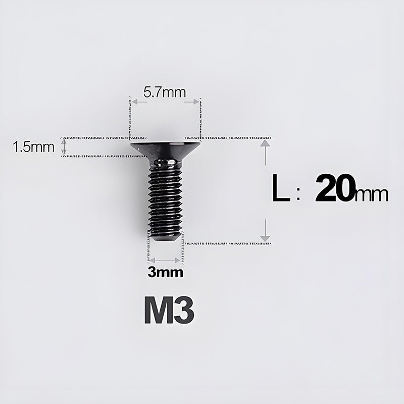 M3x6-30mm Titanium Flat Head Bolts Countersunk Ti Bolts For Road Bike