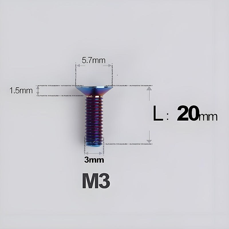 M3x6-30mm Titanium Flat Head Bolts Countersunk Ti Bolts For Road Bike