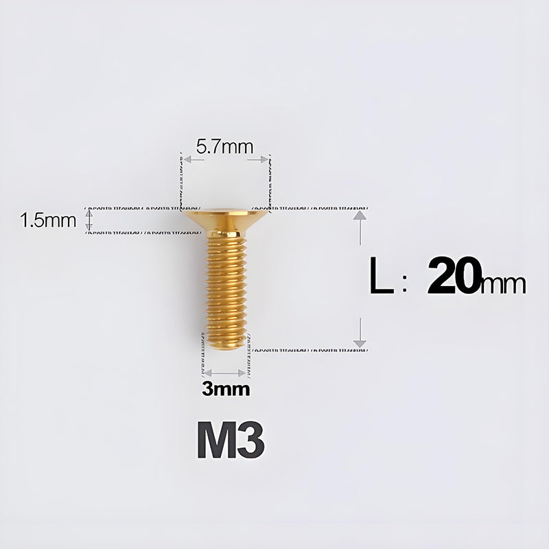 M3x6-30mm Titanium Flat Head Bolts Countersunk Ti Bolts For Road Bike