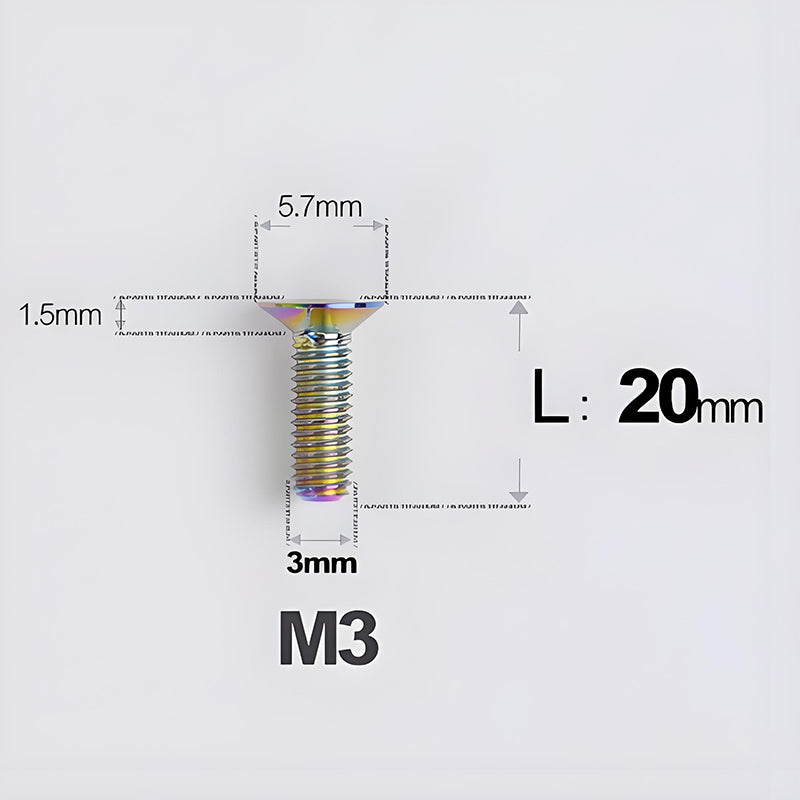 M3x6-30mm Titanium Flat Head Bolts Countersunk Ti Bolts For Road Bike