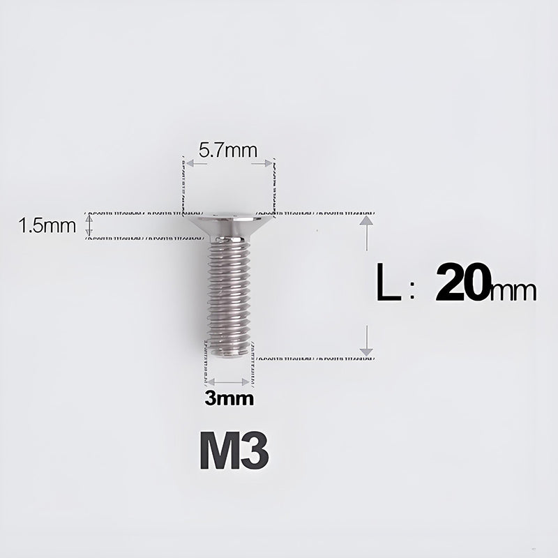 M3x6-30mm Titanium Flat Head Bolts Countersunk Ti Bolts For Road Bike