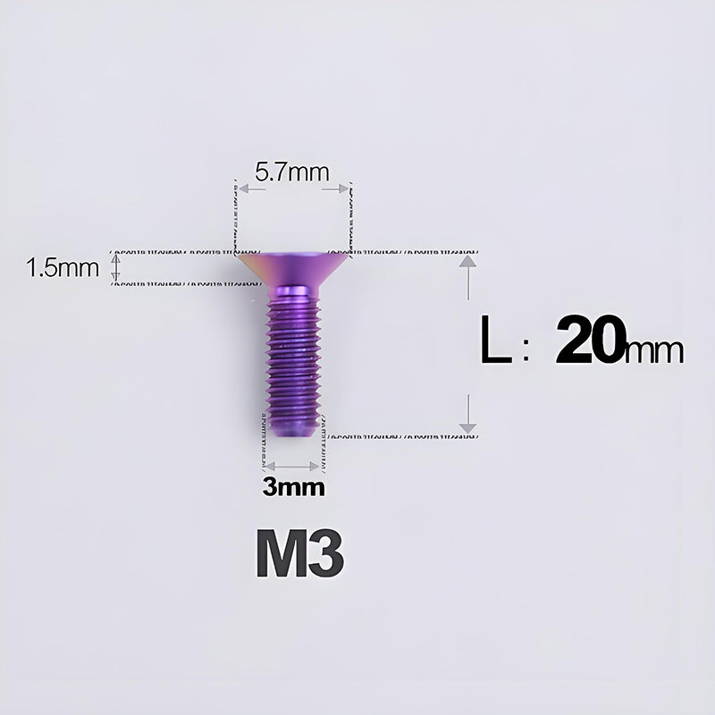 M3x6-30mm Titanium Flat Head Bolts Countersunk Ti Bolts For Road Bike