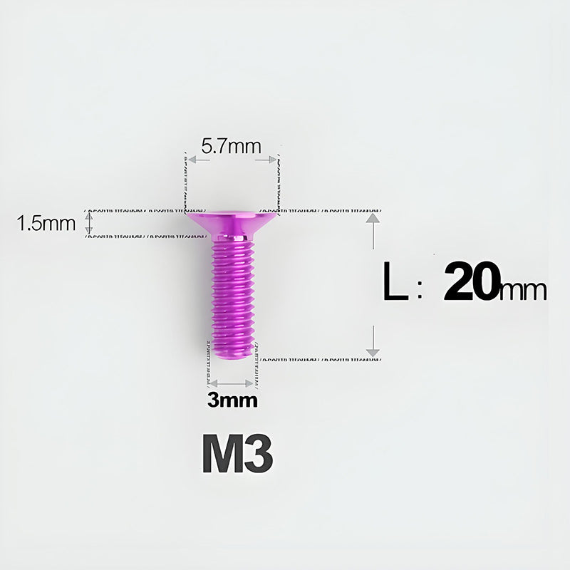M3x6-30mm Titanium Flat Head Bolts Countersunk Ti Bolts For Road Bike