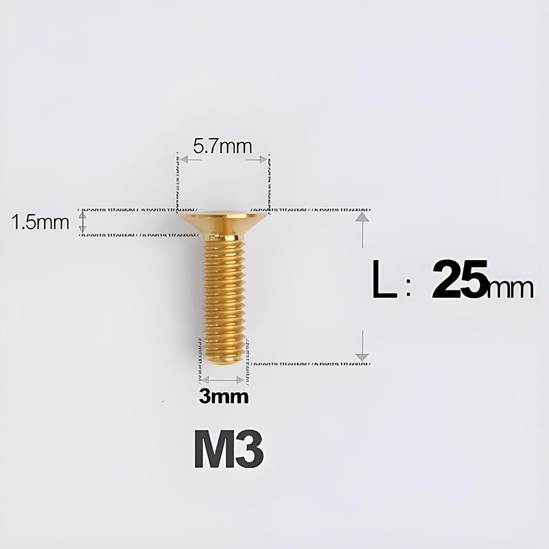 M3x6-30mm Titanium Flat Head Bolts Countersunk Ti Bolts For Road Bike