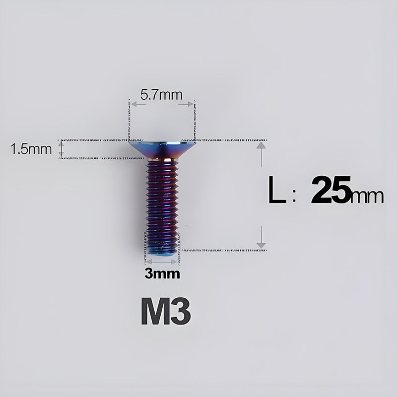 M3x6-30mm Titanium Flat Head Bolts Countersunk Ti Bolts For Road Bike