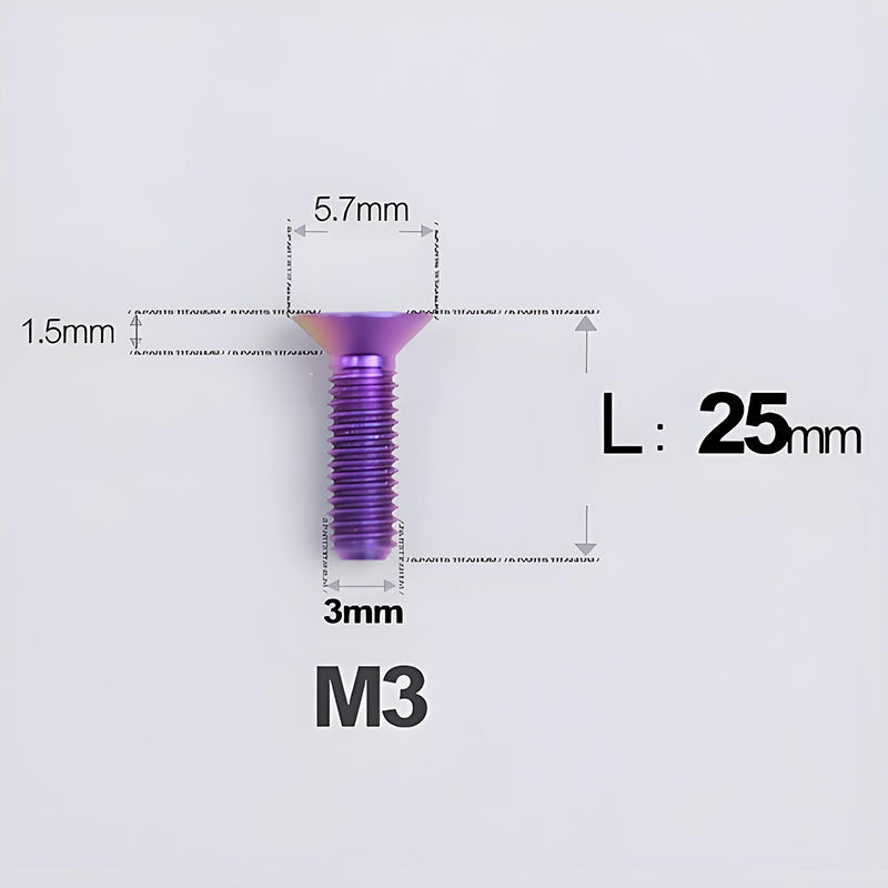 M3x6-30mm Titanium Flat Head Bolts Countersunk Ti Bolts For Road Bike