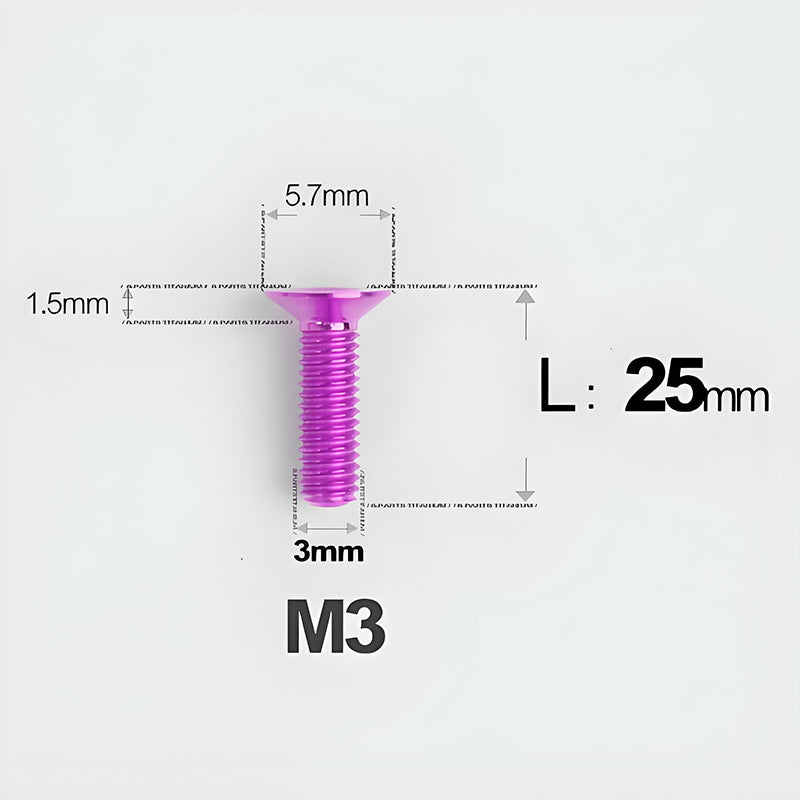 M3x6-30mm Titanium Flat Head Bolts Countersunk Ti Bolts For Road Bike