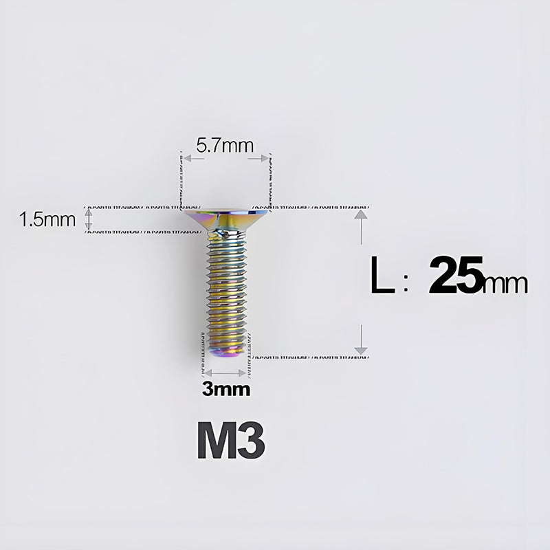M3x6-30mm Titanium Flat Head Bolts Countersunk Ti Bolts For Road Bike