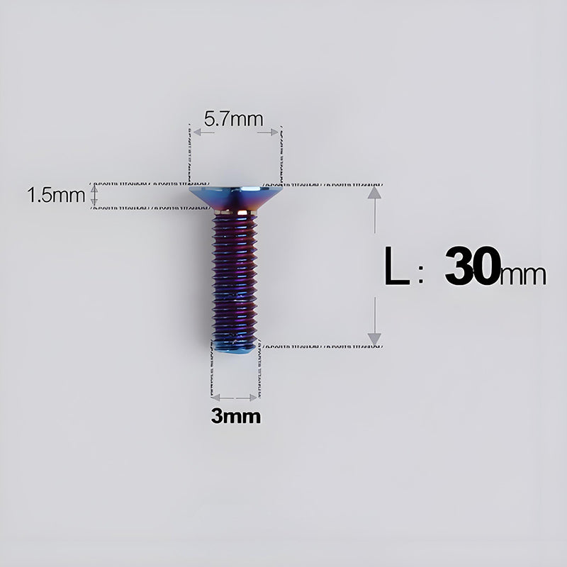 M3x6-30mm Titanium Flat Head Bolts Countersunk Ti Bolts For Road Bike