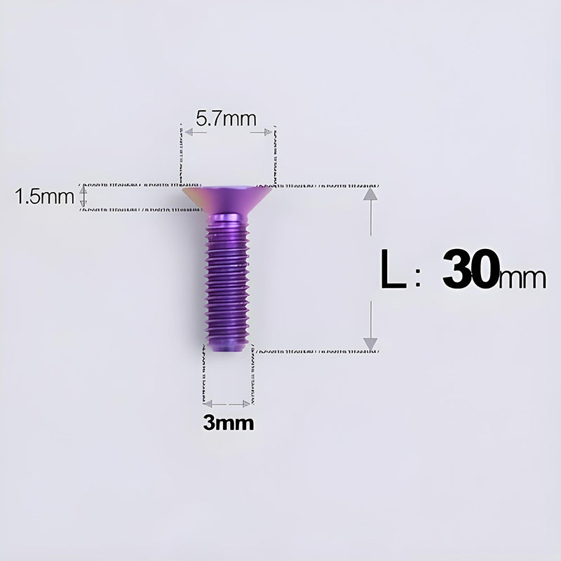 M3x6-30mm Titanium Flat Head Bolts Countersunk Ti Bolts For Road Bike