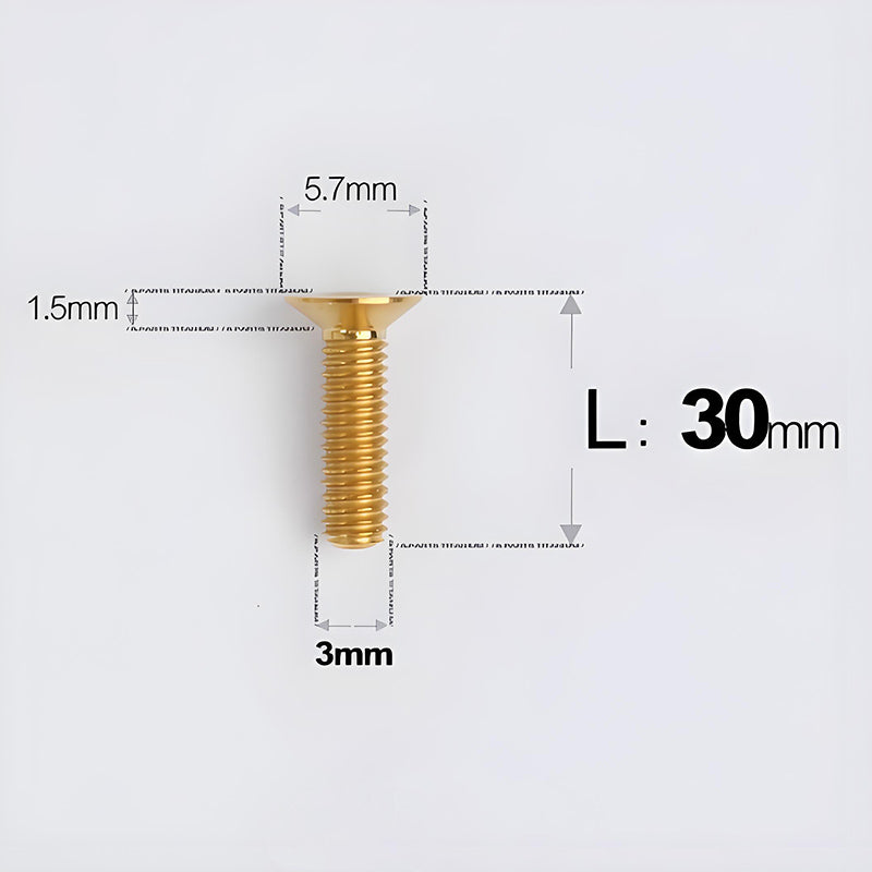 M3x6-30mm Titanium Flat Head Bolts Countersunk Ti Bolts For Road Bike