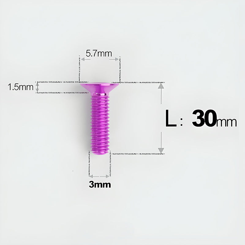 M3x6-30mm Titanium Flat Head Bolts Countersunk Ti Bolts For Road Bike