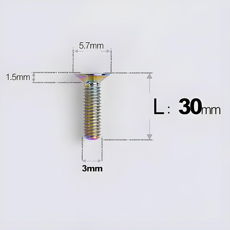 M3x6-30mm Titanium Flat Head Bolts Countersunk Ti Bolts For Road Bike