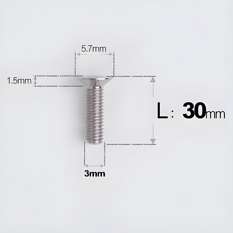 M3x6-30mm Titanium Flat Head Bolts Countersunk Ti Bolts For Road Bike