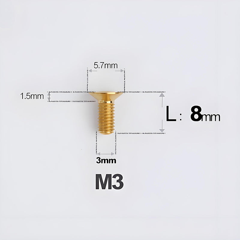 M3x6-30mm Titanium Flat Head Bolts Countersunk Ti Bolts For Road Bike