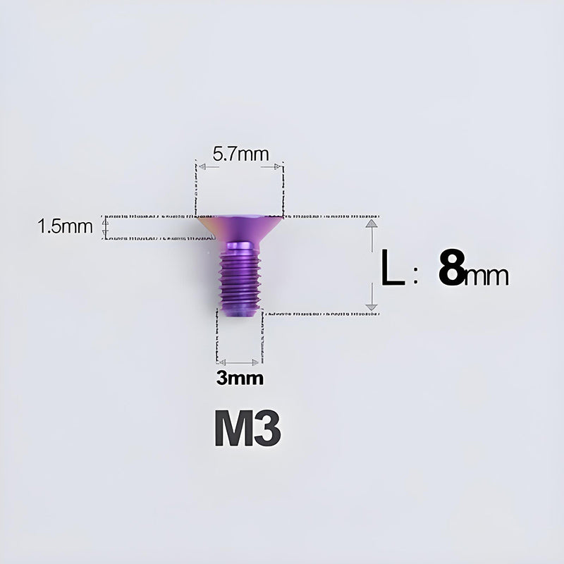 M3x6-30mm Titanium Flat Head Bolts Countersunk Ti Bolts For Road Bike