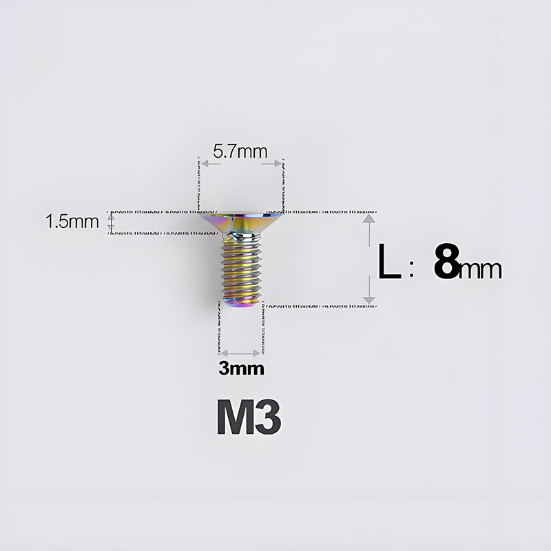 M3x6-30mm Titanium Flat Head Bolts Countersunk Ti Bolts For Road Bike