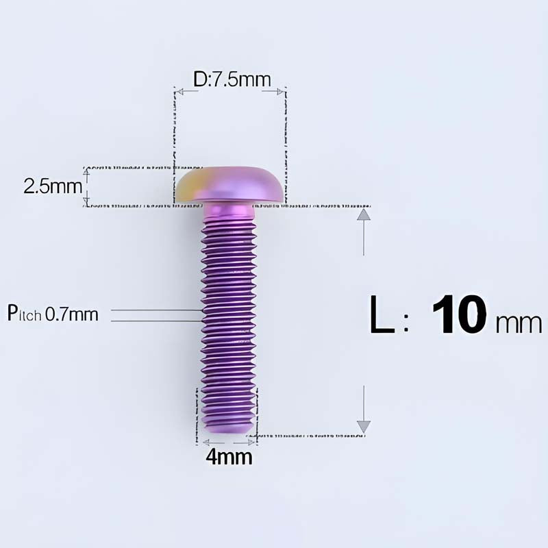 M4 X 6/8/10/12/25MM Button Head Cap Bolts Titanium Bolt For Road Bike