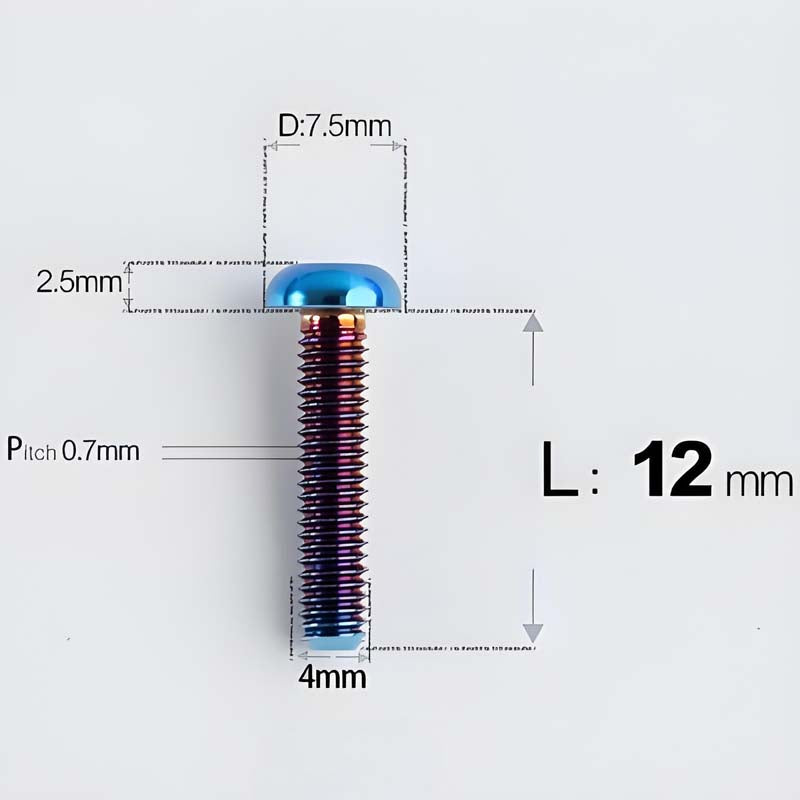 M4 X 6/8/10/12/25MM Button Head Cap Bolts Titanium Bolt For Road Bike