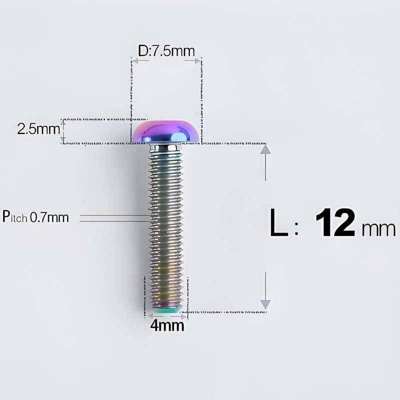M4 X 6/8/10/12/25MM Button Head Cap Bolts Titanium Bolt For Road Bike