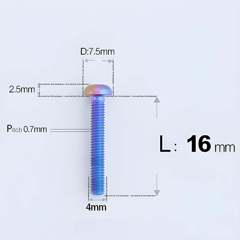 M4 X 6/8/10/12/25MM Button Head Cap Bolts Titanium Bolt For Road Bike