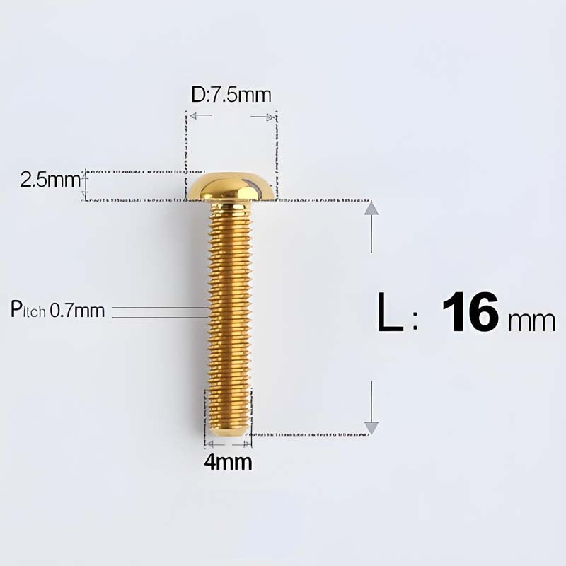 M4 X 6/8/10/12/25MM Button Head Cap Bolts Titanium Bolt For Road Bike