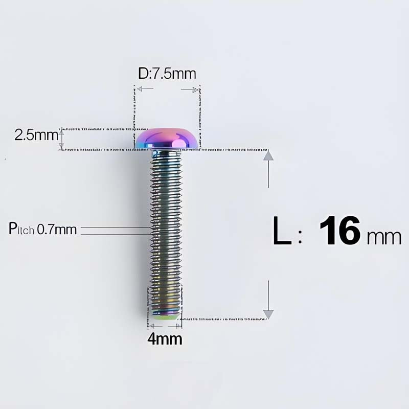 M4 X 6/8/10/12/25MM Button Head Cap Bolts Titanium Bolt For Road Bike