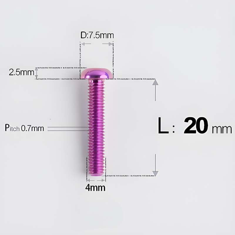 M4 X 6/8/10/12/25MM Button Head Cap Bolts Titanium Bolt For Road Bike