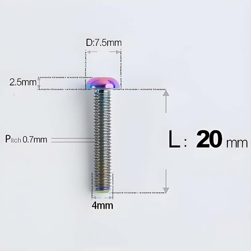 M4 X 6/8/10/12/25MM Button Head Cap Bolts Titanium Bolt For Road Bike