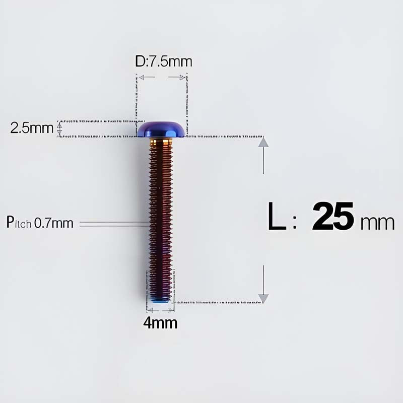 M4 X 6/8/10/12/25MM Button Head Cap Bolts Titanium Bolt For Road Bike