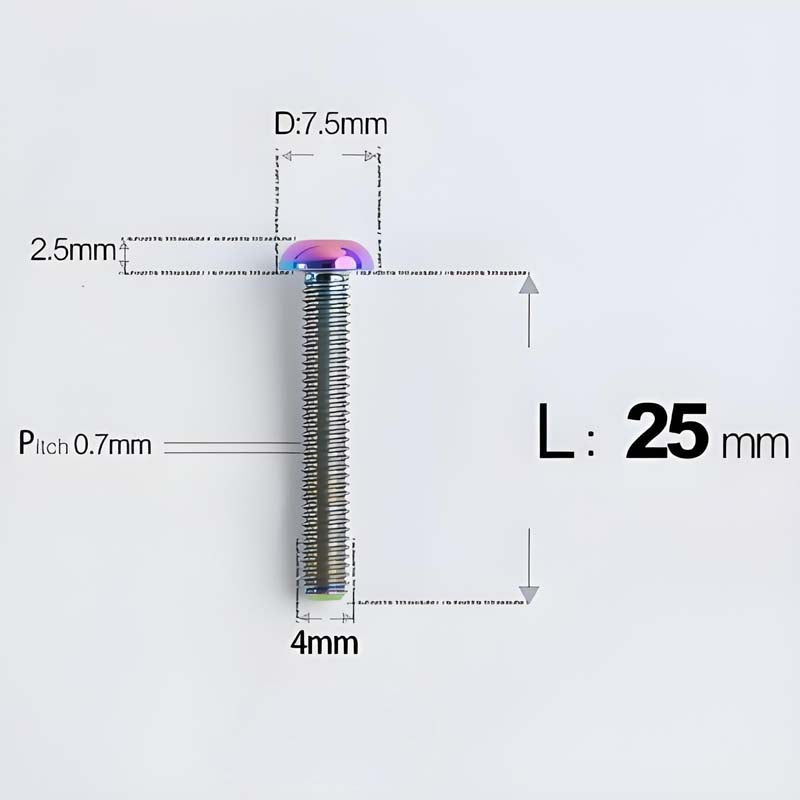 M4 X 6/8/10/12/25MM Button Head Cap Bolts Titanium Bolt For Road Bike