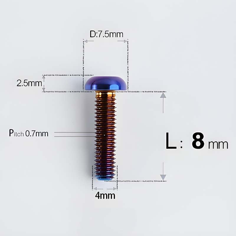 M4 X 6/8/10/12/25MM Button Head Cap Bolts Titanium Bolt For Road Bike