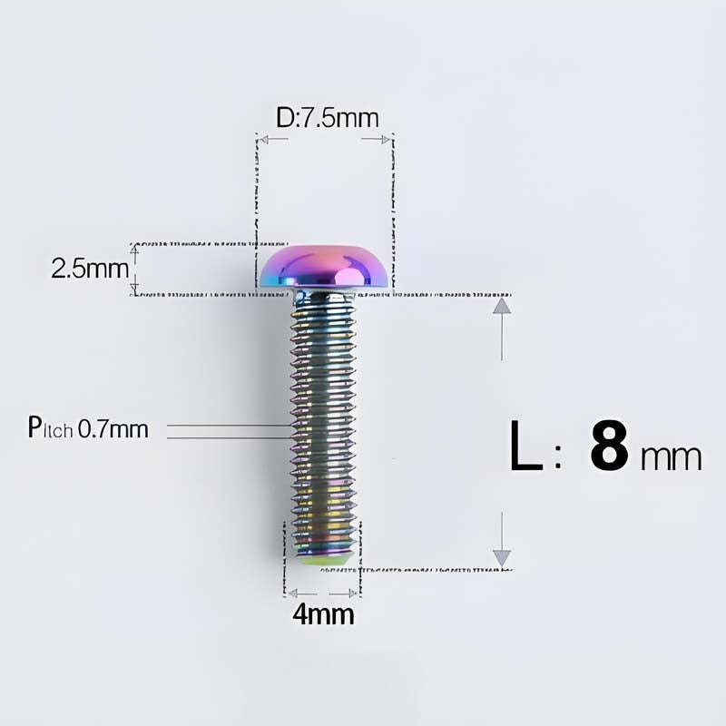 M4 X 6/8/10/12/25MM Button Head Cap Bolts Titanium Bolt For Road Bike