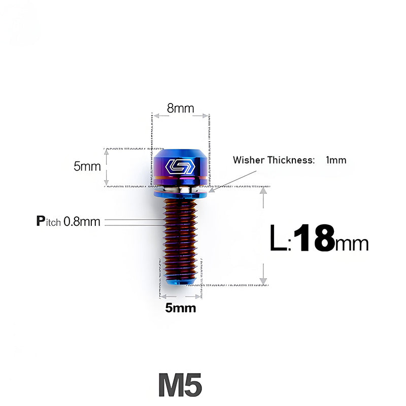 M5 L10-40MM Titanium Bolts With Wishers For Bicycle Stem