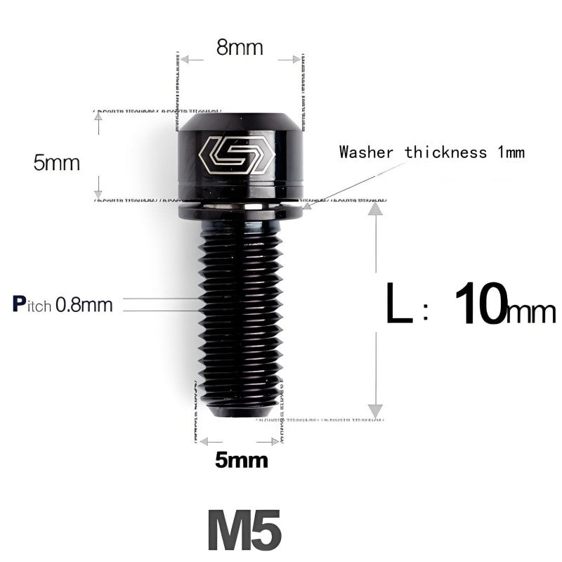 M5 L10-40MM Titanium Bolts With Wishers For Bicycle Stem