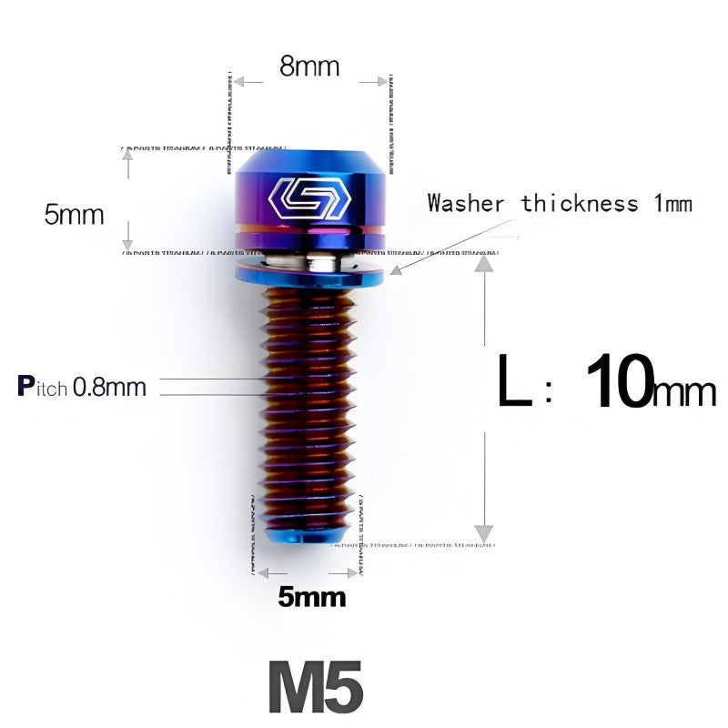 M5 L10-40MM Titanium Bolts With Wishers For Bicycle Stem