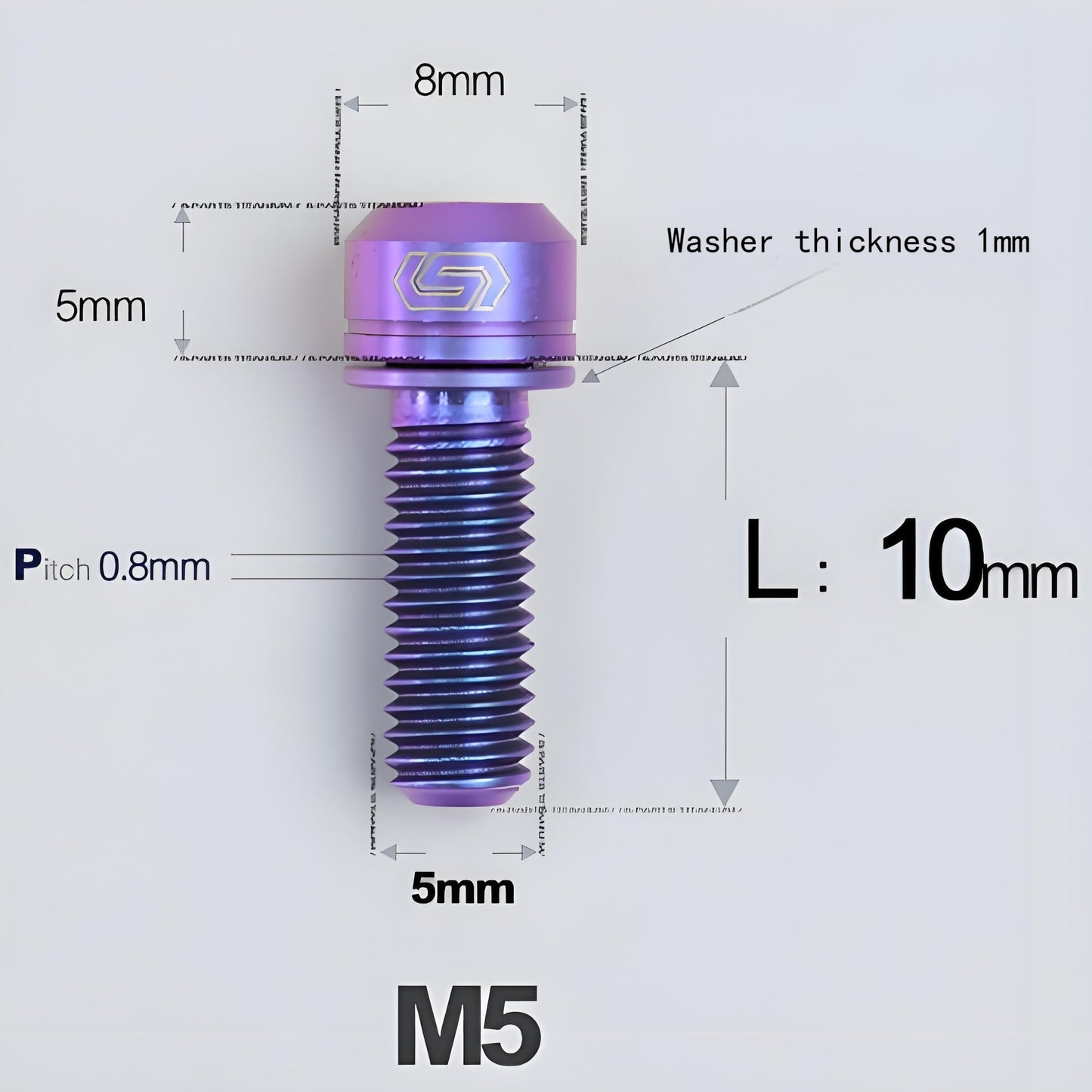 M5 L10-40MM Titanium Bolts With Wishers For Bicycle Stem