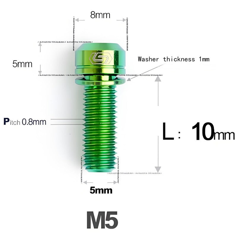 M5 L10-40MM Titanium Bolts With Wishers For Bicycle Stem