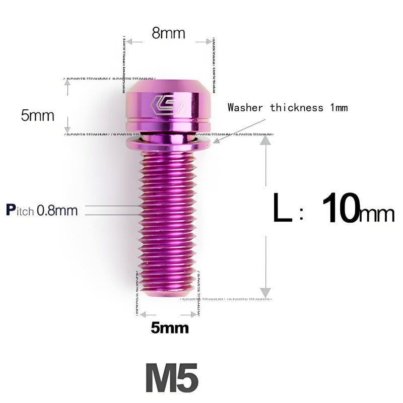 M5 L10-40MM Titanium Bolts With Wishers For Bicycle Stem