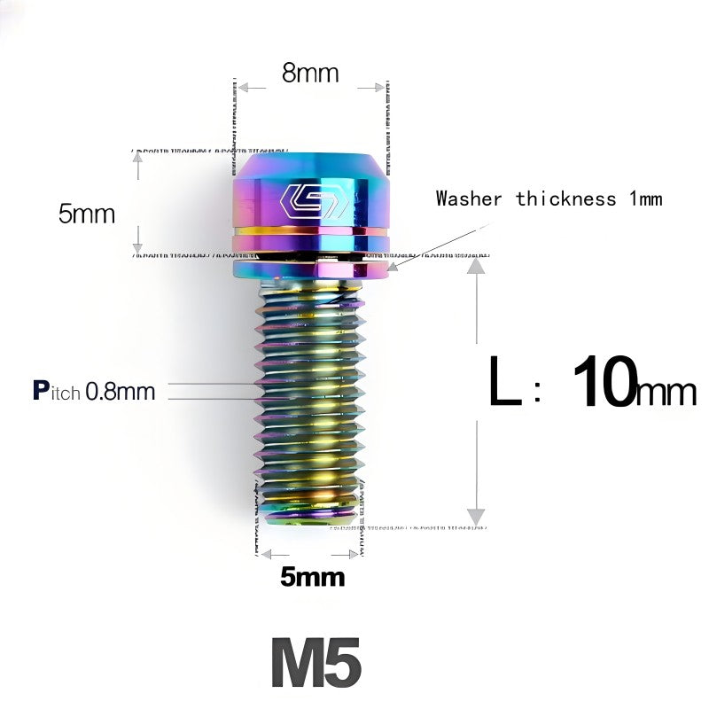 M5 L10-40MM Titanium Bolts With Wishers For Bicycle Stem