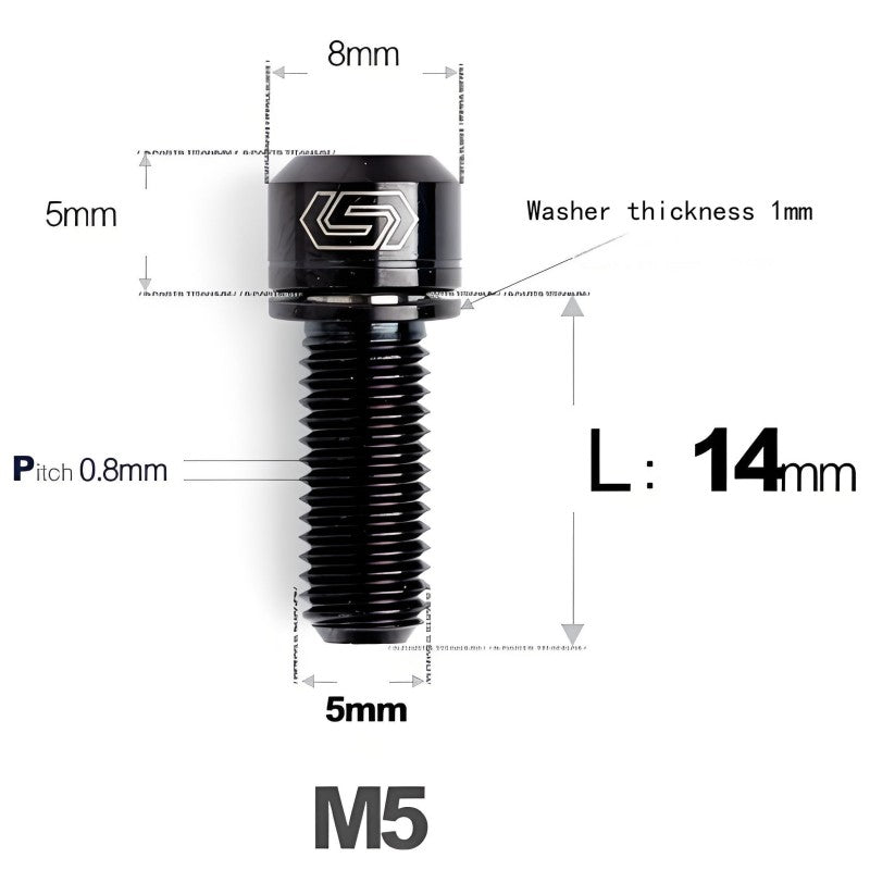 M5 L10-40MM Titanium Bolts With Wishers For Bicycle Stem