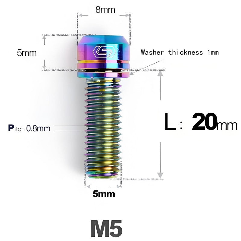 M5 L10-40MM Titanium Bolts With Wishers For Bicycle Stem