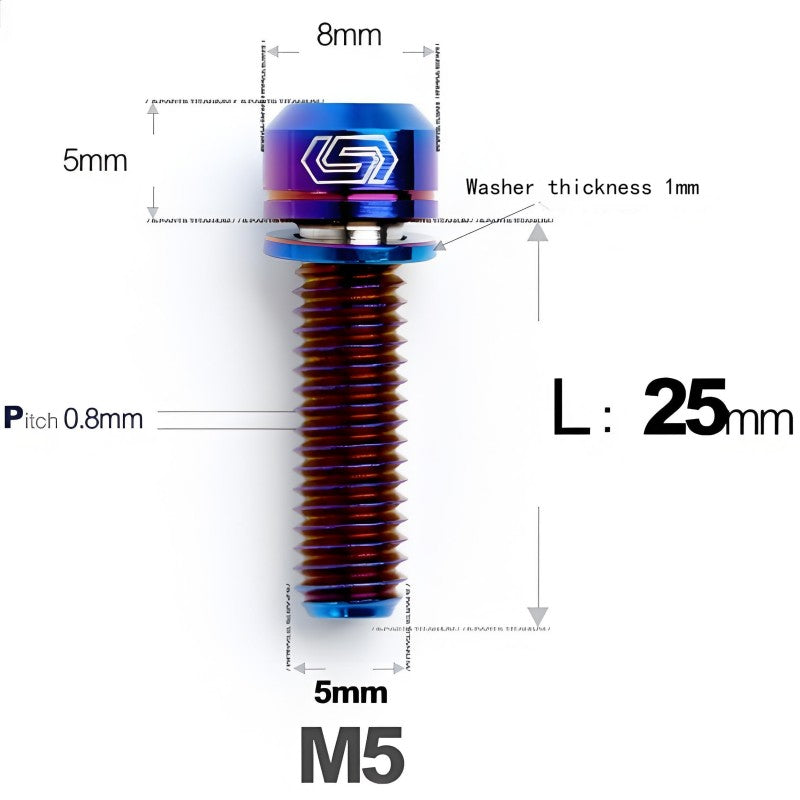 M5 L10-40MM Titanium Bolts With Wishers For Bicycle Stem