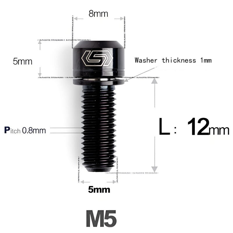 M5 L10-40MM Titanium Bolts With Wishers For Bicycle Stem