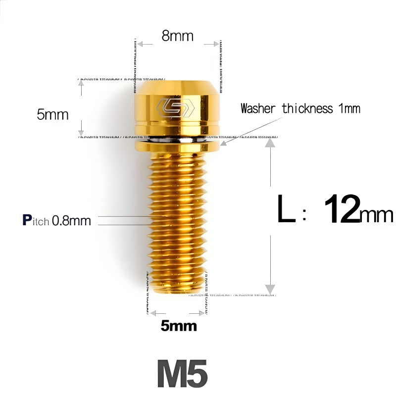 M5 L10-40MM Titanium Bolts With Wishers For Bicycle Stem