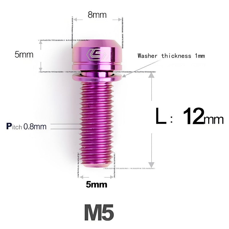 M5 L10-40MM Titanium Bolts With Wishers For Bicycle Stem